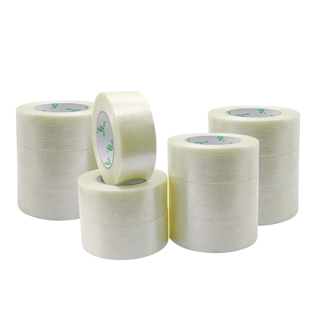 2" x 60Yd Heavy Duty Fiberglass Tape 5.5 Mil, Strapping Tape for Packing, 12 Roll