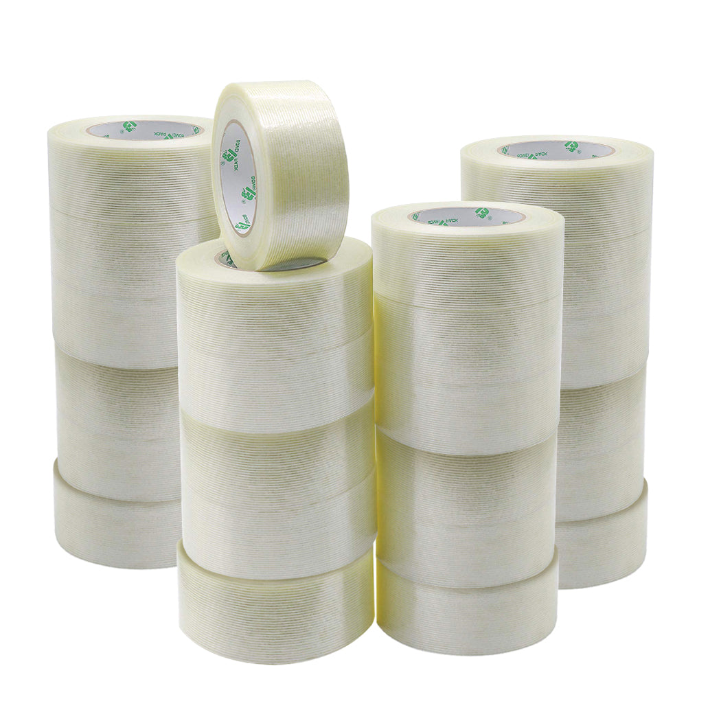 2" x 60Yd Heavy Duty Fiberglass Tape 5.5 Mil, Strapping Tape for Packing, 24 Roll