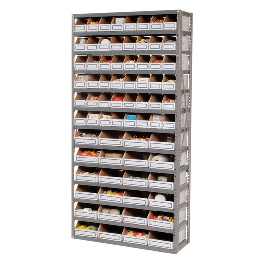 13 Shelves Steel Bin Storage Rack 36L" x 12"W x 73"H w/ 72 Corrugated Bins