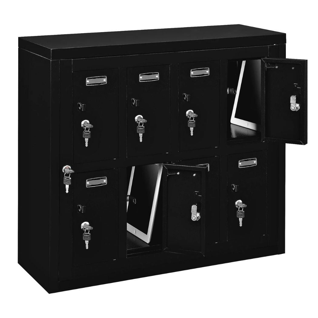 2-Tier 8 Door Cell Phone Locker w/ Individual Key Locks & Master Key, 28.5"L x 11.25"W x 26.75"H