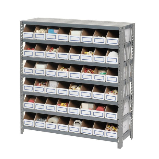 7 Shelves Steel Bin Storage Rack 36L" x 12"W x 39"H w/ 48 Corrugated Bins