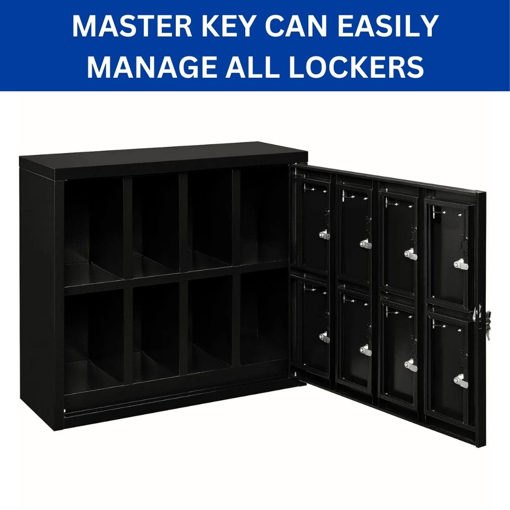 2-Tier 8 Door Cell Phone Locker w/ Individual Key Locks & Master Key, 28.5"L x 11.25"W x 26.75"H
