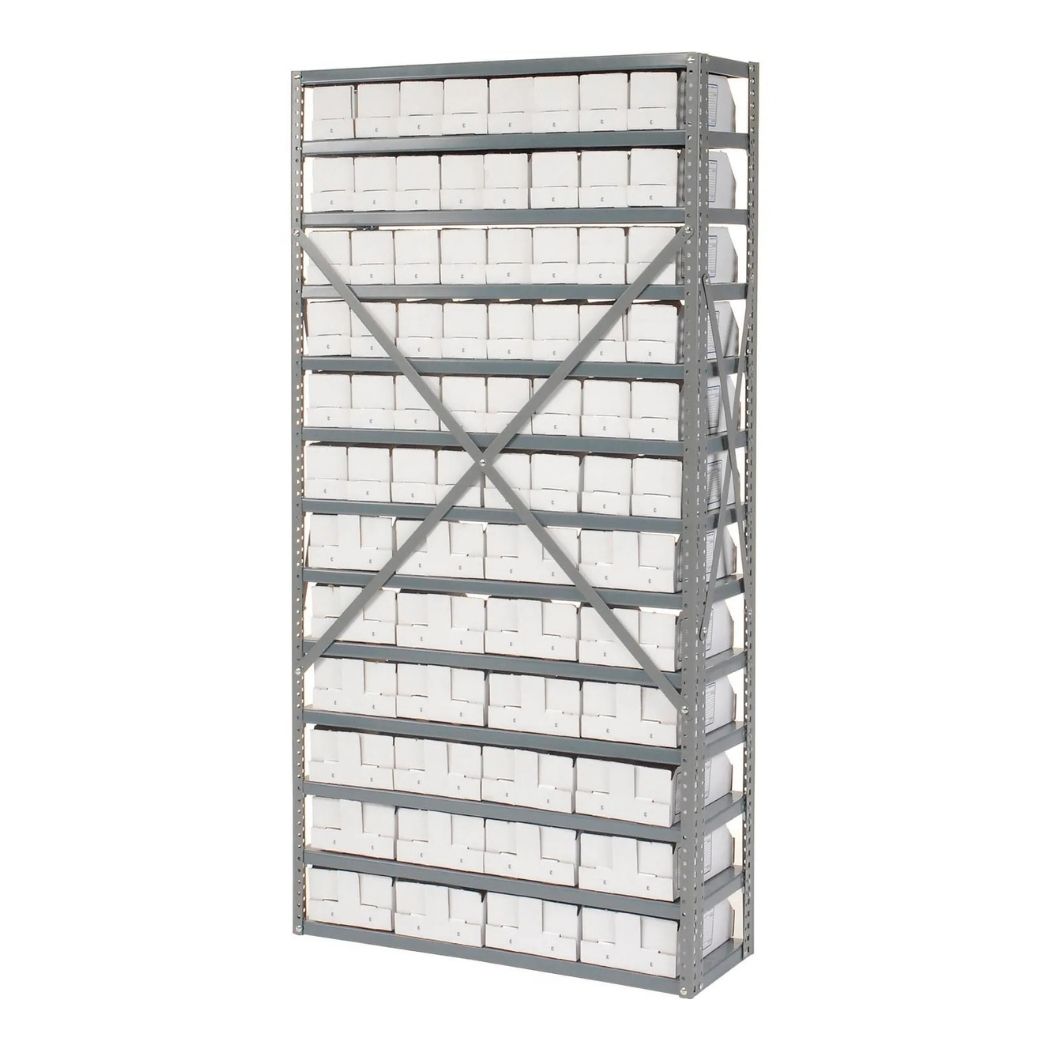 13 Shelves Steel Bin Storage Rack 36L" x 12"W x 73"H w/ 72 Corrugated Bins