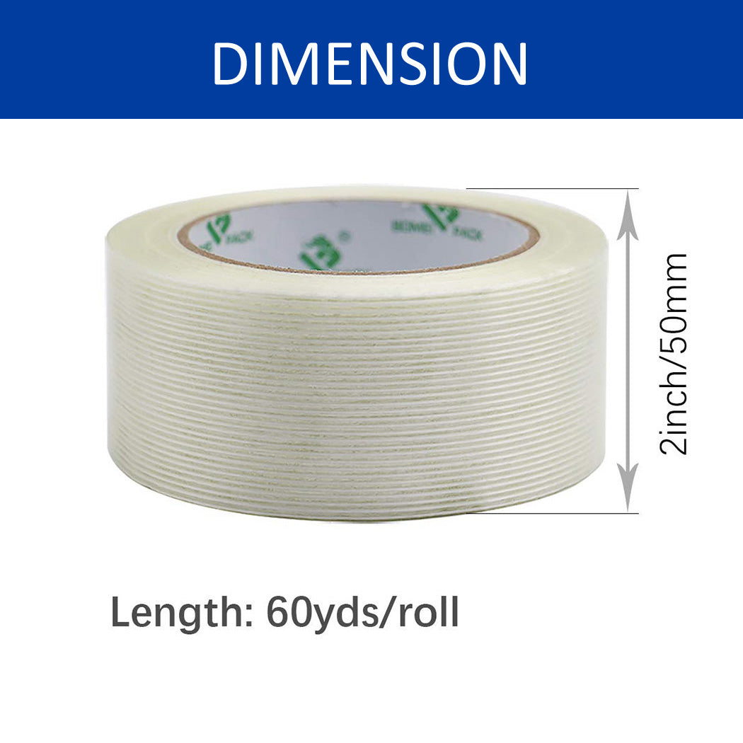 2" x 60Yd Heavy Duty Fiberglass Tape 5.5 Mil, Strapping Tape for Packing, 48 Roll