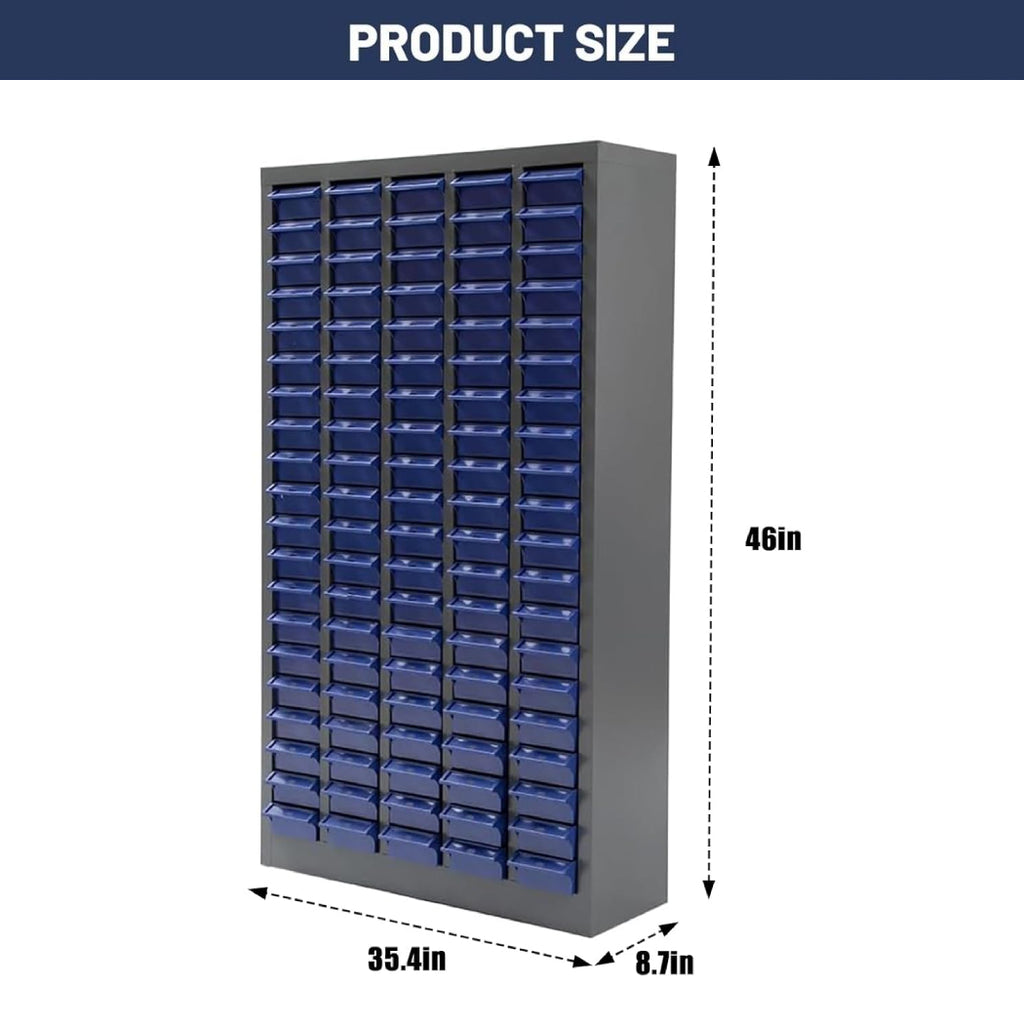 100-Bin Steel Parts Cabinet - Small Component Organizer