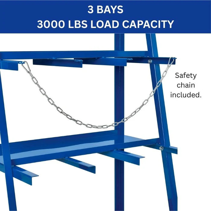 3-Bay Vertical Bar Storage Rack - 84" High Industrial Organizer