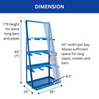 3-Bay Vertical Bar Storage Rack - 84" High Industrial Organizer