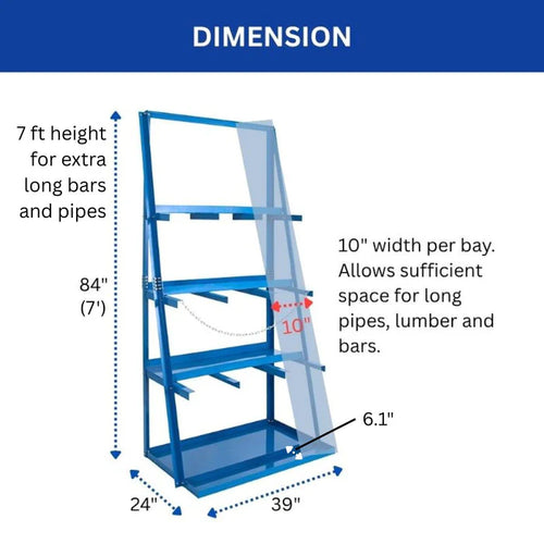 3-Bay Vertical Bar Storage Rack - 84" High Industrial Organizer