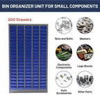 100-Bin Steel Parts Cabinet - Small Component Organizer