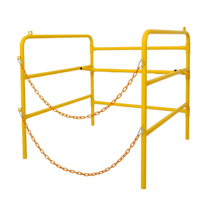 Yellow Safety Manhole Guard Rail - Collapsible Steel Barrier