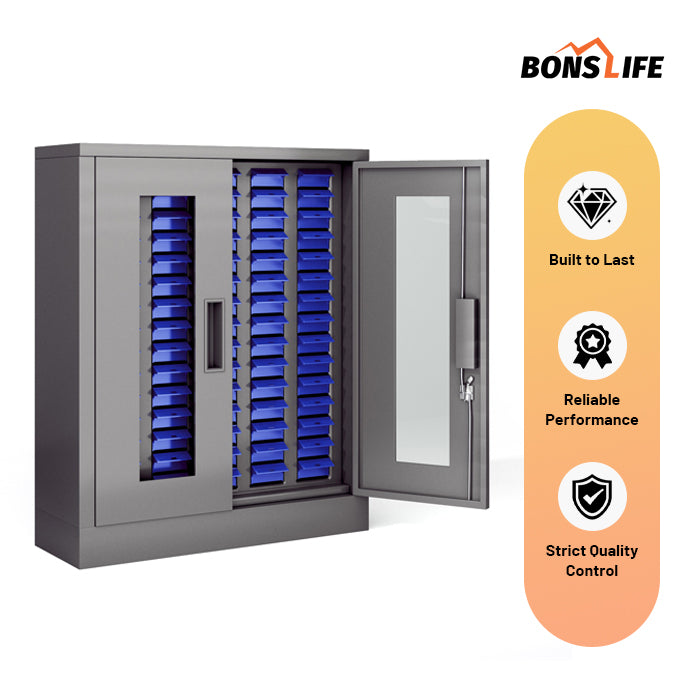 75-Drawer High-Capacity Steel Parts Cabinet - 36" High Industrial Organizer with Lock