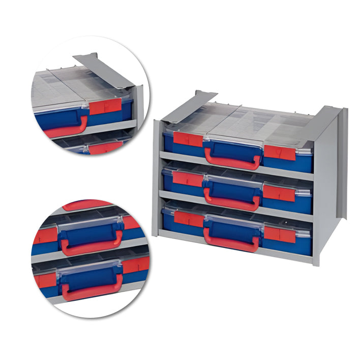 16.5"W x 14"D x 10.7"H Steel Cabinet with 3 Removable Carry Cases