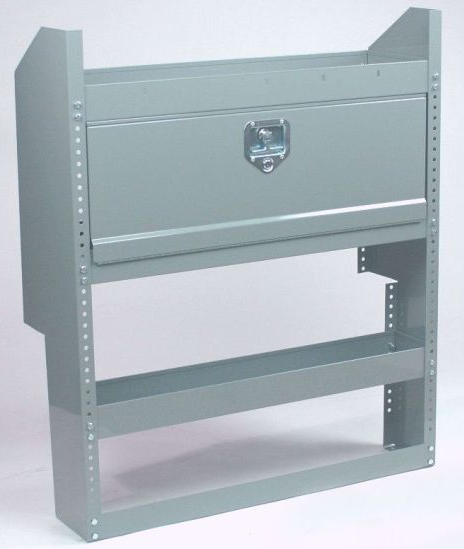 38"W x 45"H Heavy-Duty Steel Van Shelving with Lockable Door & Closed Back - Pre-Assembled 18-Gauge Van Storage System