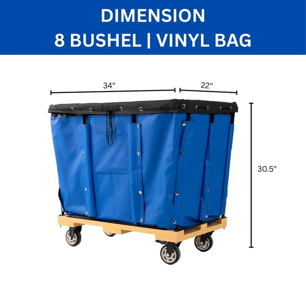 8 Bushel Vinyl Basket Truck - Heavy-Duty Laundry Cart