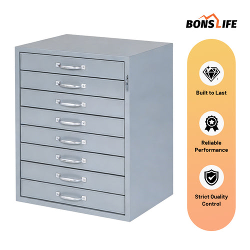18"W x 12"D x 24"H High-Capacity 8-Drawer Steel Cabinet for Small Parts