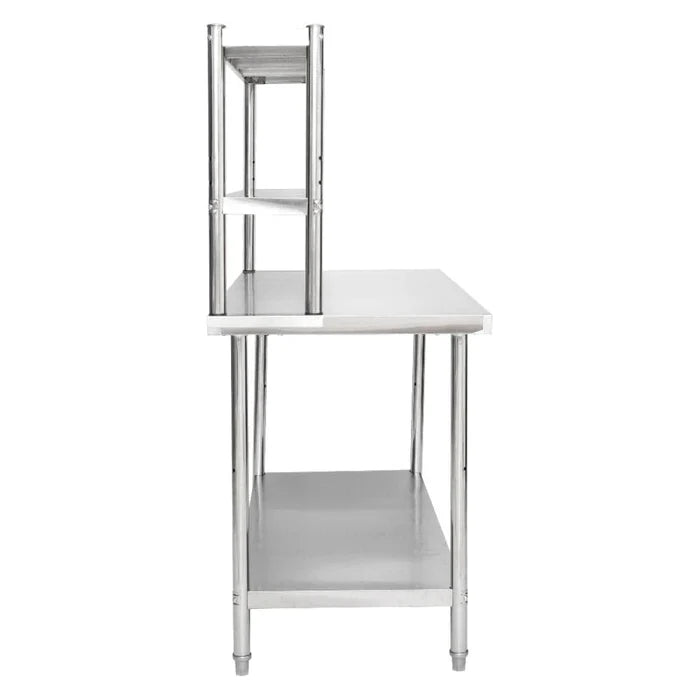 Stainless Steel Kitchen Island - Double Tier Top Shelf