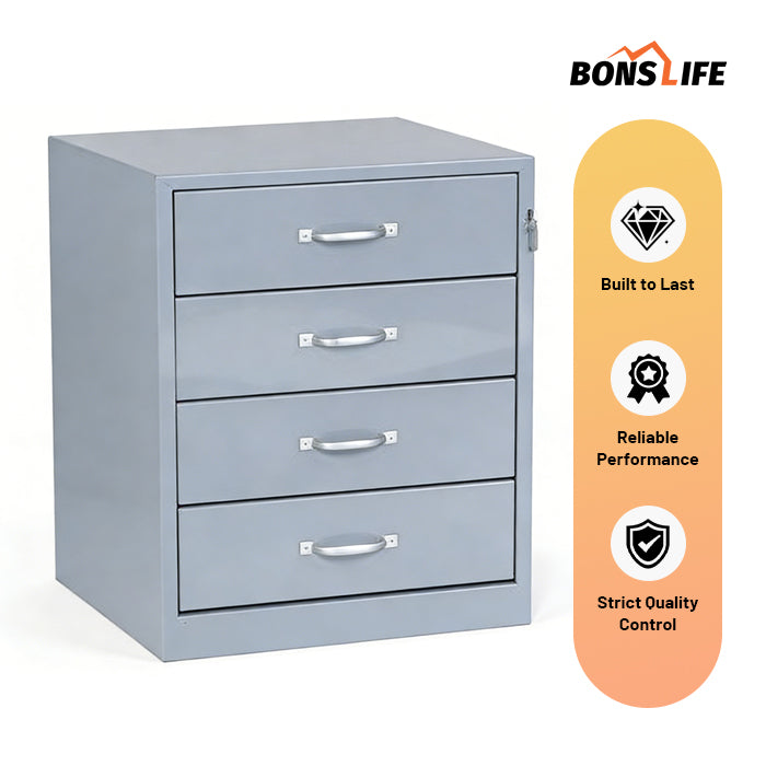 Heavy-Duty 4-Drawer Steel Storage Cabinet, 18"W x 18"D x 24"H Extra-Deep Design