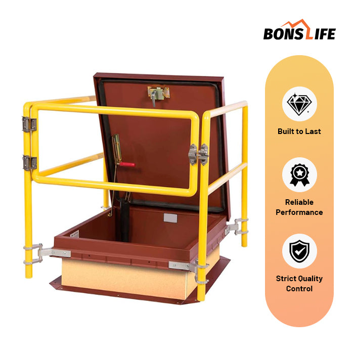 Non-Penetrating Safety Rail System for 36" x 30" Roof Access Hatches - Steel Construction