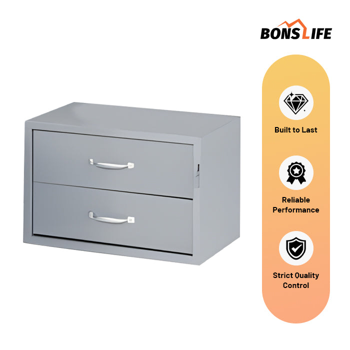 Heavy Duty 2 Drawer Steel Storage Unit 18"W x 12"D x 12"H