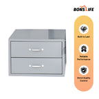 2-Drawer Steel Storage Unit, 18"W x 18"D x 12"H Deep-Reach Cabinet