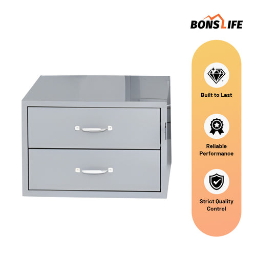 2-Drawer Steel Storage Unit, 18"W x 18"D x 12"H Deep-Reach Cabinet