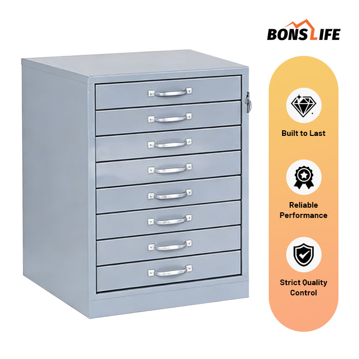 18"W x 18"D x 24"H Extra-Deep 8-Drawer Steel Cabinet for Small Parts