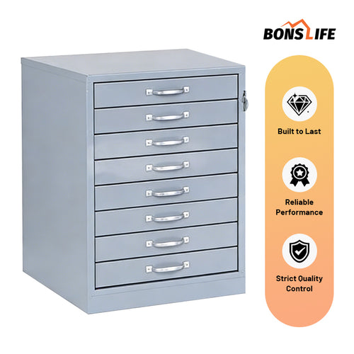 18"W x 18"D x 24"H Extra-Deep 8-Drawer Steel Cabinet for Small Parts