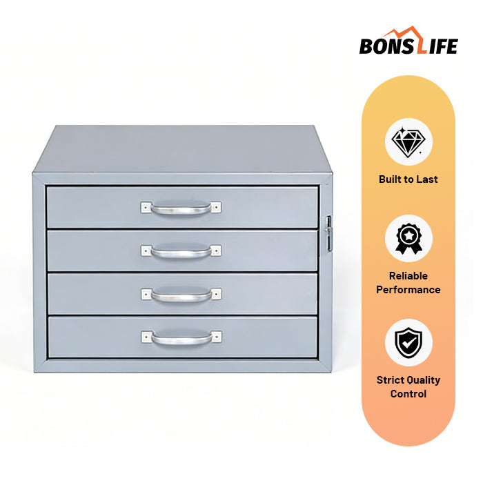 18"W x 12"D x 12"H Compact 4-Drawer Steel Cabinet for Small Parts