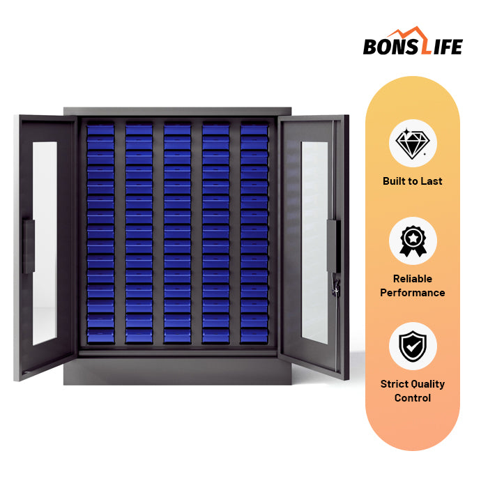 75-Drawer High-Capacity Steel Parts Cabinet - 36" High Industrial Organizer with Lock