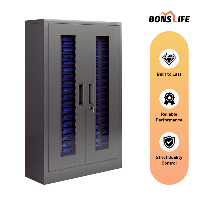 100-Drawer Ultimate Steel Parts Cabinet - 46" Tall Industrial Storage Tower with Lock