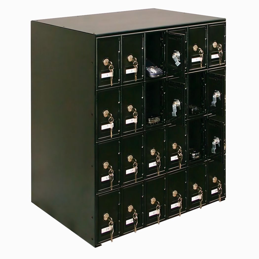 4-Tier 24 Door Cell Phone Locker w/ Key Locks, 22"L x 16"W x 26"H