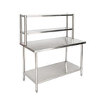 Stainless Steel Kitchen Island - Double Tier Top Shelf