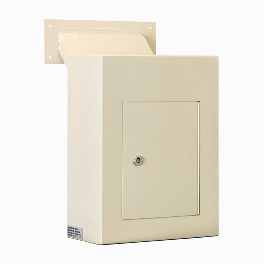 Through-Wall Depository Drop Box w/ Adjustable Chute 12"W x 6"D x 16"H, Locking Mailbox