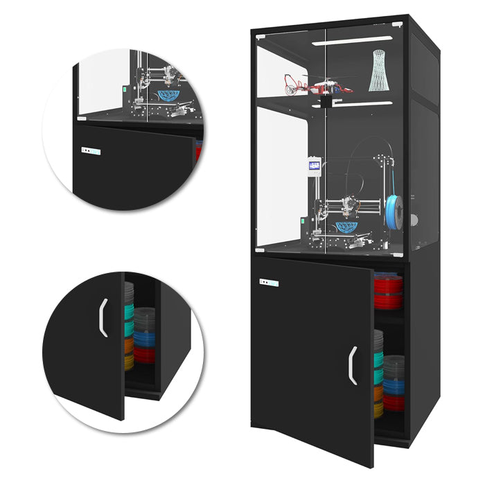 Pro 3D Printer Enclosure Station - 400L Humidity-Controlled Cabinet with Ventilation & LED Showcase