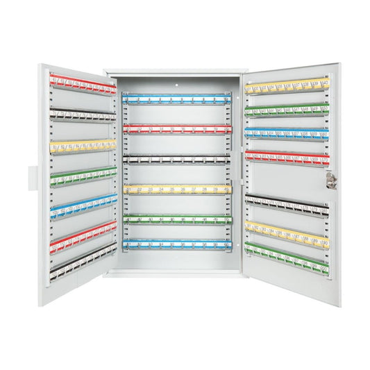 Steel Key Cabinet for 200 Keys w/ Numbered Hooks, Key Lock, 15"W x 5.6"D x 21.6"H