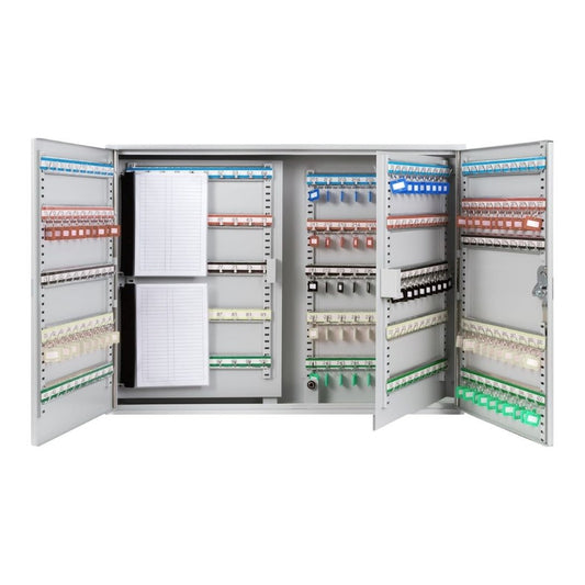 Steel Key Cabinet for 400 Keys w/ Numbered Hooks, Key Lock, 28"W x 5.5"D x 21.5"H