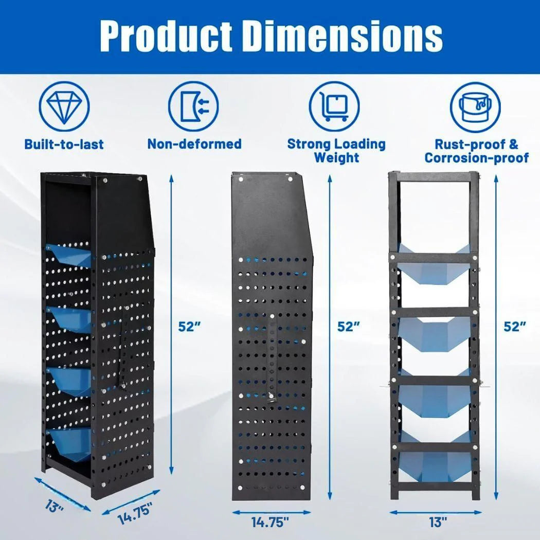 4-Shelf Refrigerant Tank Rack - Adjustable Storage