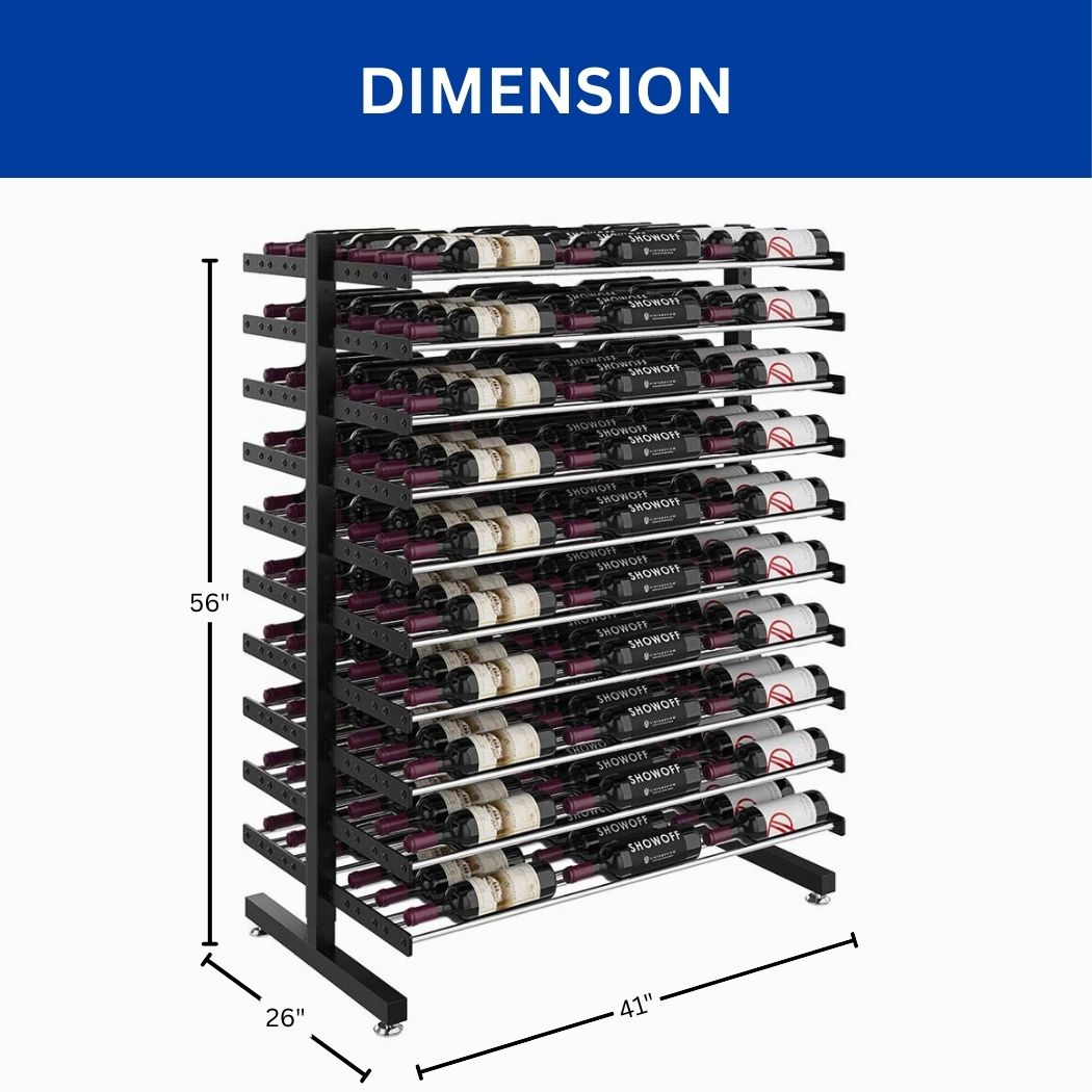 Wine Bottle Rack, 180 Bottle Capacity, 41"L x 26"W x 56"H