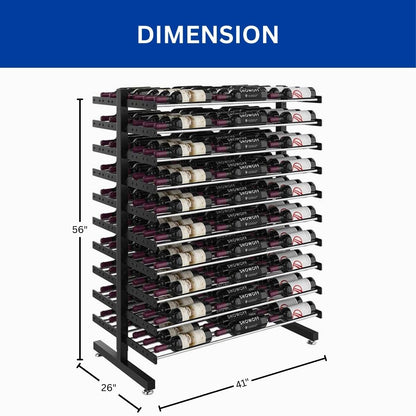 Wine Bottle Rack, 180 Bottle Capacity, 41"L x 26"W x 56"H
