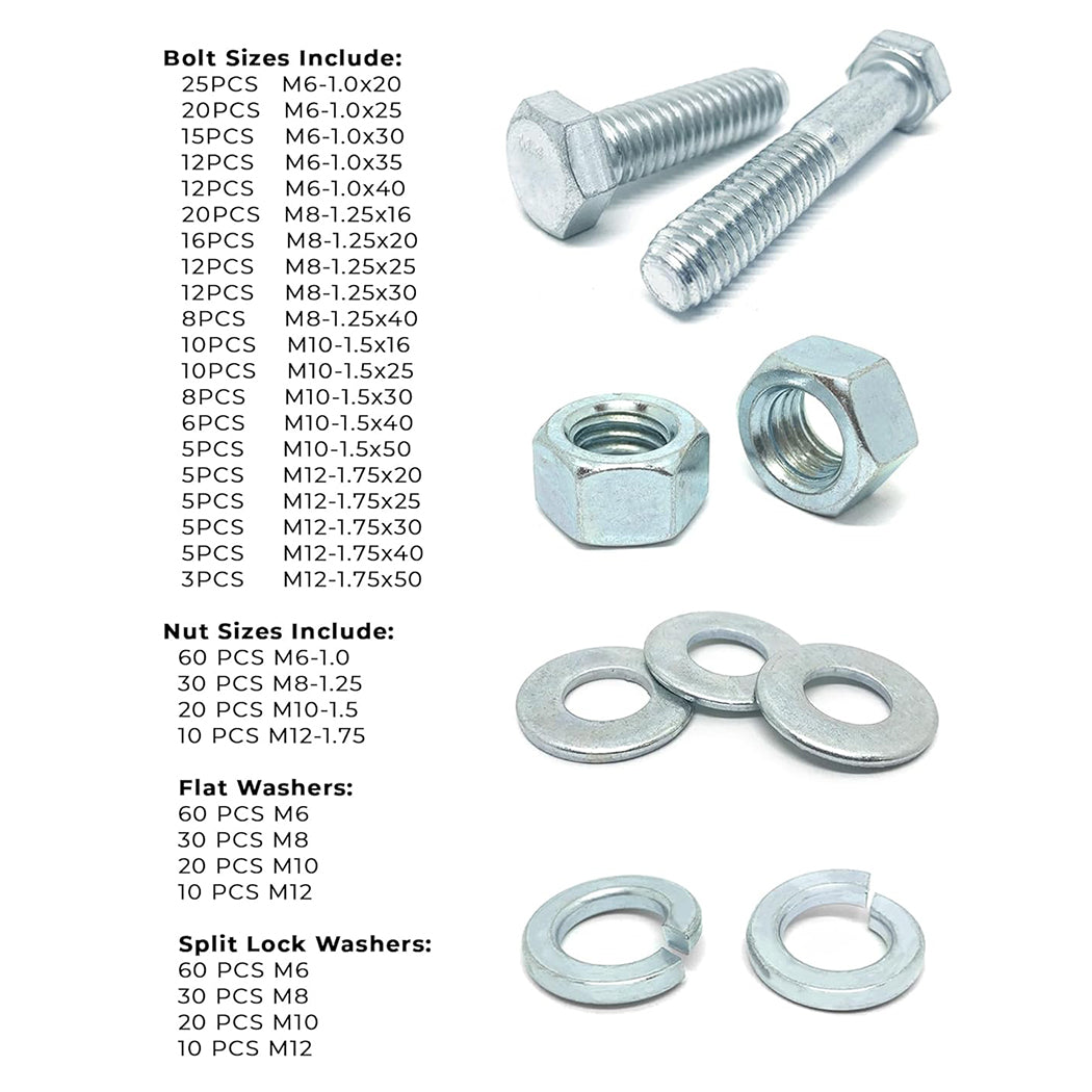 575 PC Metric Class 10.9 High-Tensile Bolt & Nut Set w/ Steel Drawer (M6-M12)