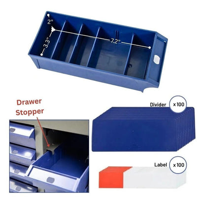 HOLZOFFER Nut and Bolt Organizer, Steel Cabinet with 100 Plastic Drawer Bins, Fully Assembled