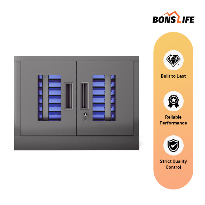 40-Drawer Steel Storage Cabinet with Lockable Doors - 24.5" Wide