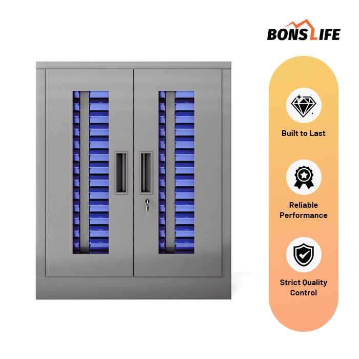 75-Drawer High-Capacity Steel Parts Cabinet - 36" High Industrial Organizer with Lock