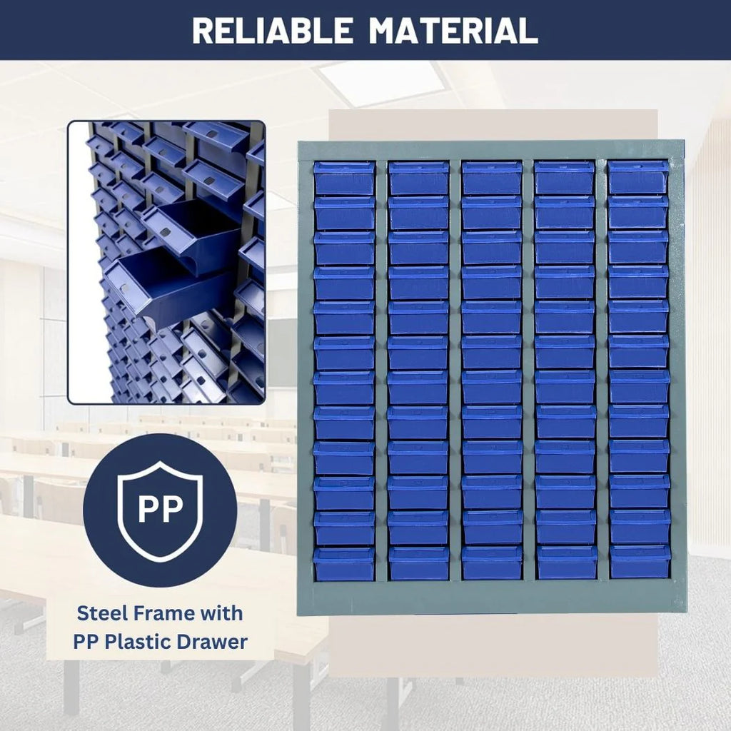 60-Drawers Steel Parts Organizer - Heavy-Duty ABS Drawers
