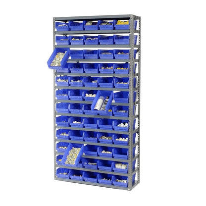 13 Shelves Steel Bin Storage Rack 36L" x 12"W x 73"H w/ 60 Plastic Bins