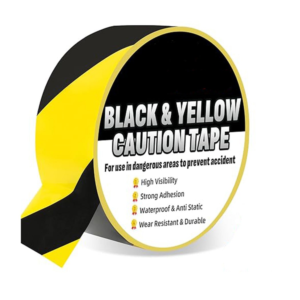 2" x 36Yd Yellow/Black Safety Tape 6 Mil, Industrial Hazard Warning Tape, 24 Roll