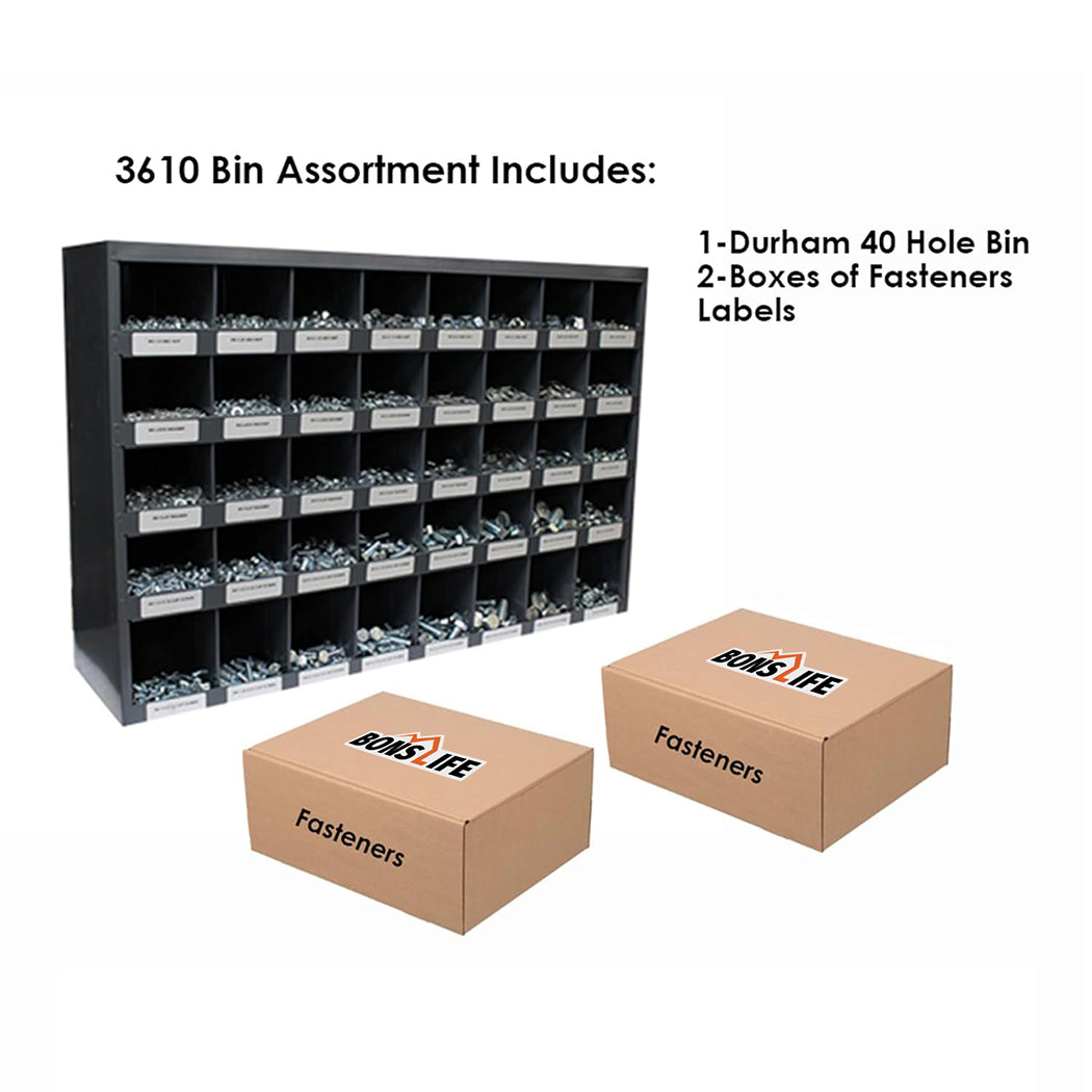 3,610-Pc Grade 8 Master Bolt Kit with 40-Hole Steel Bin
