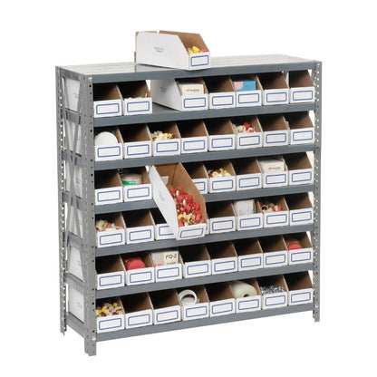 7 Shelves Steel Bin Storage Rack 36L" x 12"W x 39"H w/ 48 Corrugated Bins