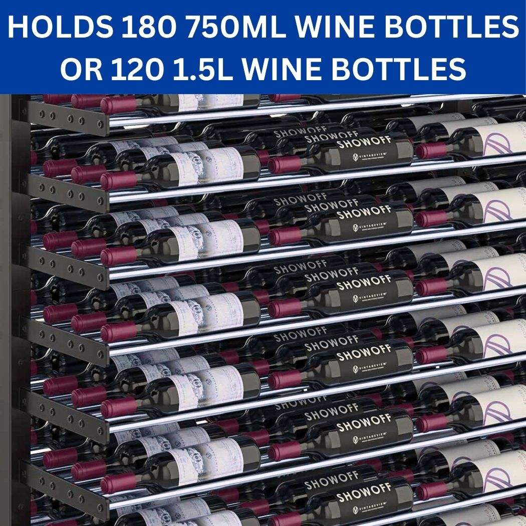 Wine Bottle Rack, 180 Bottle Capacity, 41"L x 26"W x 56"H