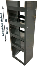 13"W x 40"H Compact Van Shelving Storage Tower - 4-Tier Adjustable 16-Gauge Steel Unit for Standard & Low Roof Vans